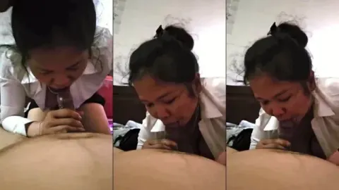 Chị kế toán công ty trong bộ đồ công sở trốn chồng tranh thủ sau giờ làm