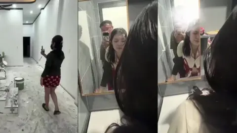 Qua thăm nhà mới đang xây tranh thủ cùng em trong phòng tắm